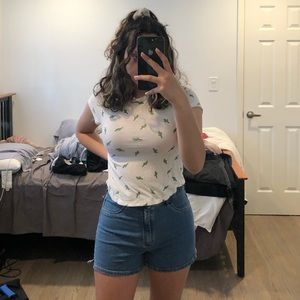 white cactus print crop top